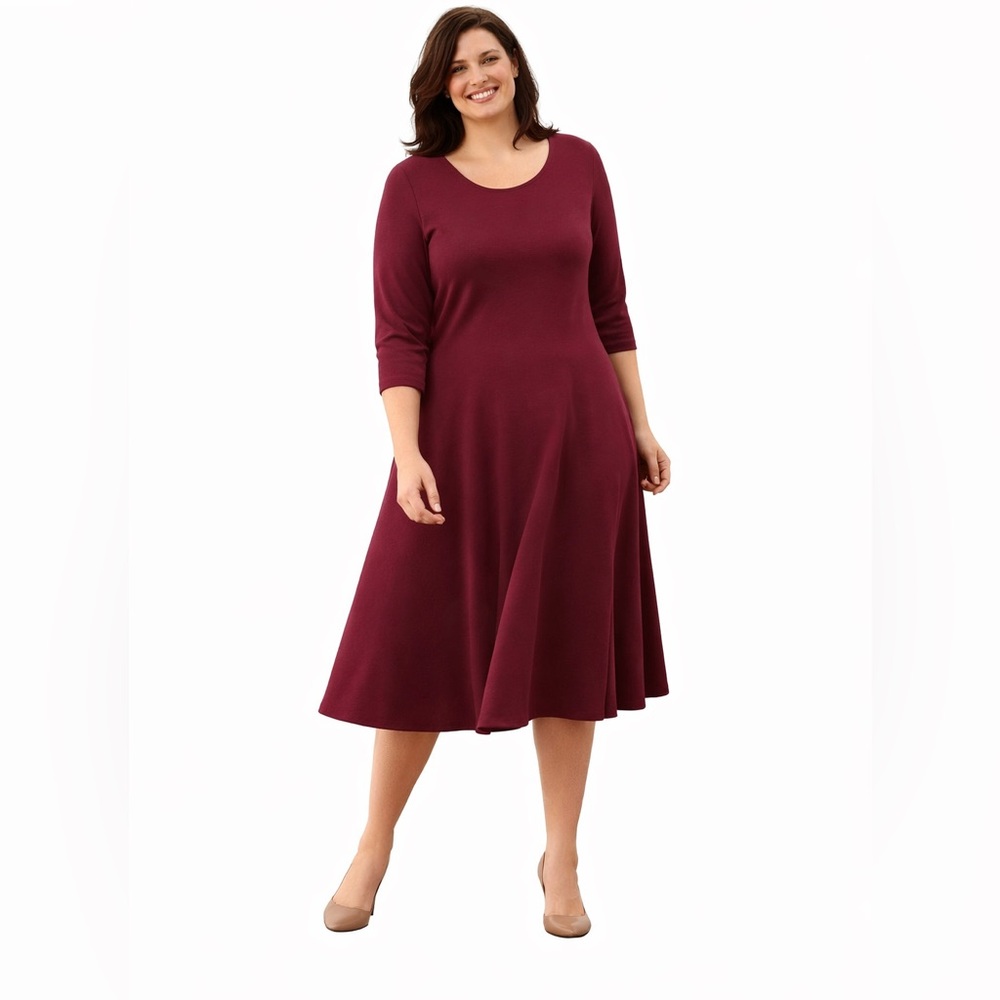 NWOT 2XP Wine - burgundy knit A-line dress